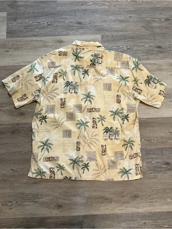 Batik Bay Men's Hawaiian Tropical Print Short-Sleeve Shirt - Cream Palm Size XL - Picture 6 of 9
